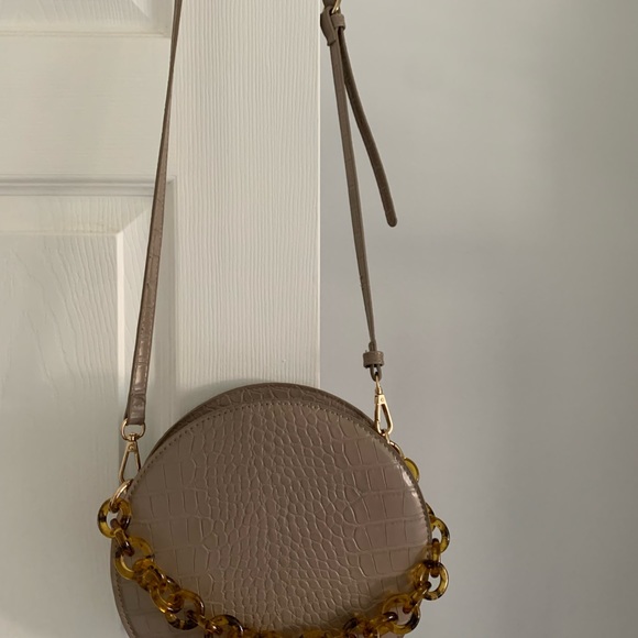 Taupe round crossbody bag - Picture 2 of 5